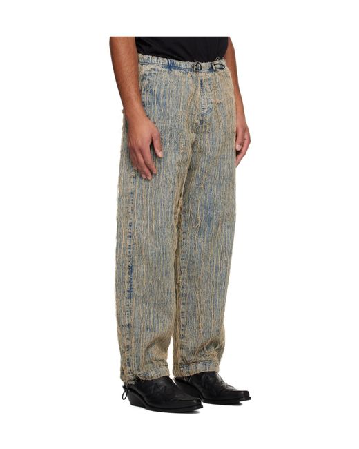 DIESEL Gray D-Martial Frayed-Detail Jeans for men