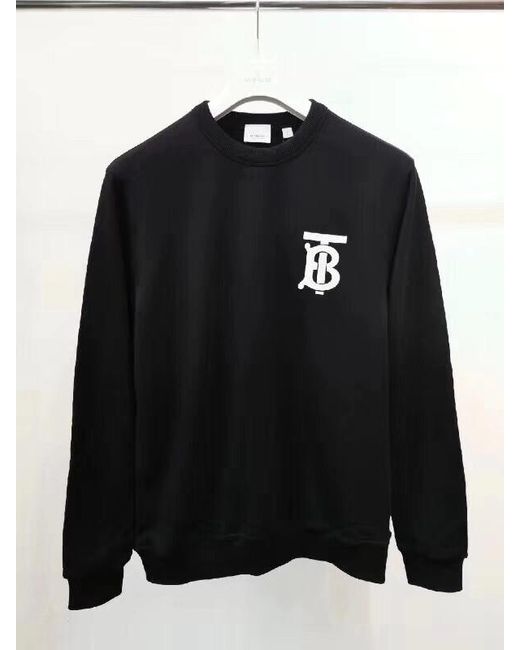 Burberry Black Monogram Logo Cotton Sweatshirt for men