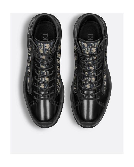 Dior Black Homme Monogrammed Lace-Up Boots for men