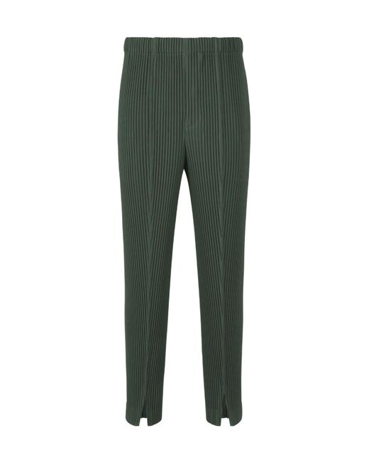 Homme Plissé Issey Miyake Green Elastic Waist Casual Pants for men
