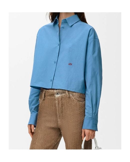 Loewe Blue Cropped Relaxed-Fit Shirt
