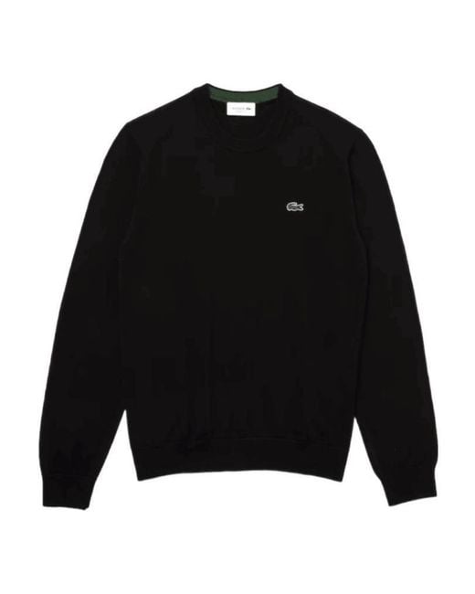 Lacoste Black Logo Patch Crewneck Knitted Jumper for men