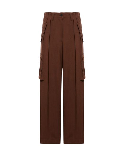Dries Van Noten Brown Zipped Straight Leg Trousers