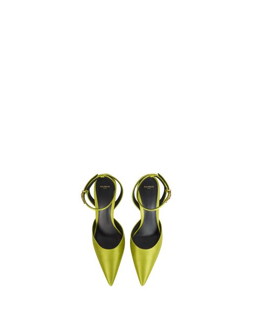 Balmain Yellow Satin Strappy Pumps