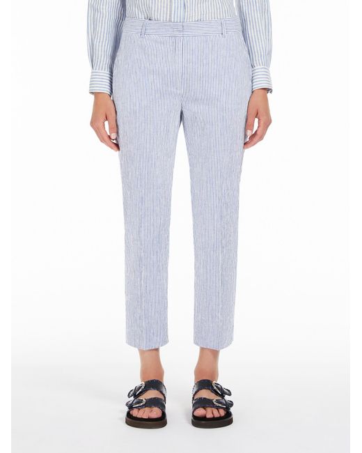 Weekend by Maxmara Blue Seersucker Trousers