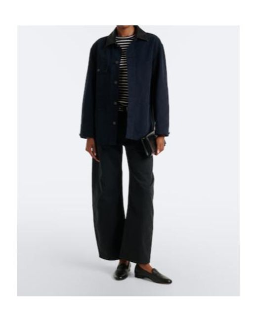 Nili Lotan Blue Tribeca Cotton Twill Barrel-Leg Pants