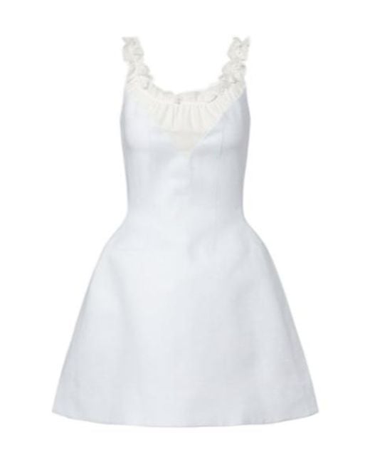 ShuShu/Tong White Ruffled Linen Minidress