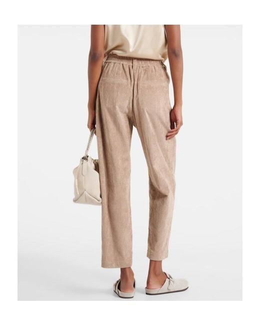 Brunello Cucinelli Natural Pleated Straight Pants