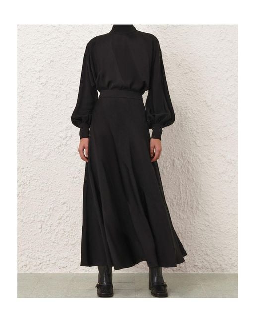 Zimmermann Black Bias-Cut Midi Skirt
