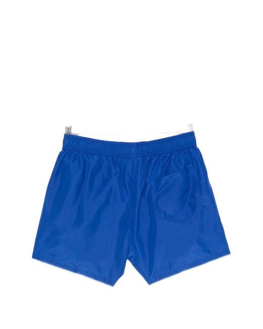 Moschino Blue Logo-Print Drawstring Swim Trunks for men
