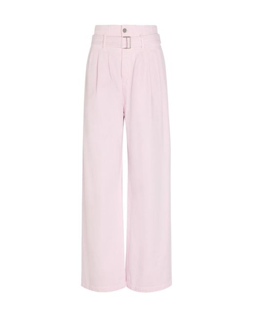 Agolde Pink Belted Wide-Leg Jeans