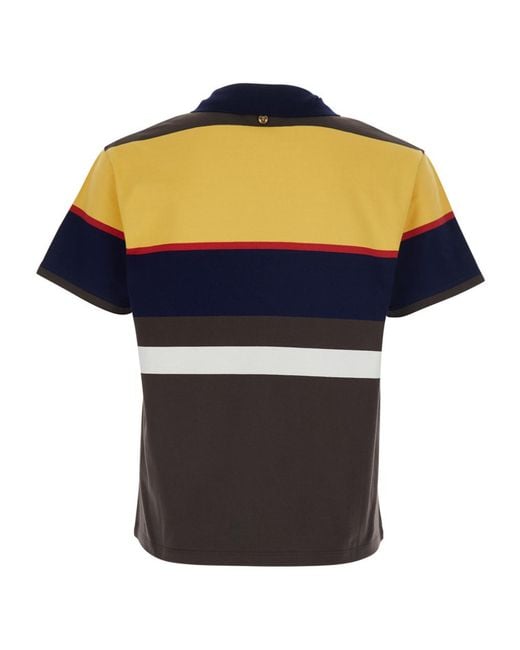 Versace Blue Striped Short-Sleeved Polo Shirt for men