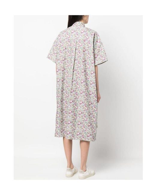 A.P.C. White Judith Floral-Print Shirt Dress