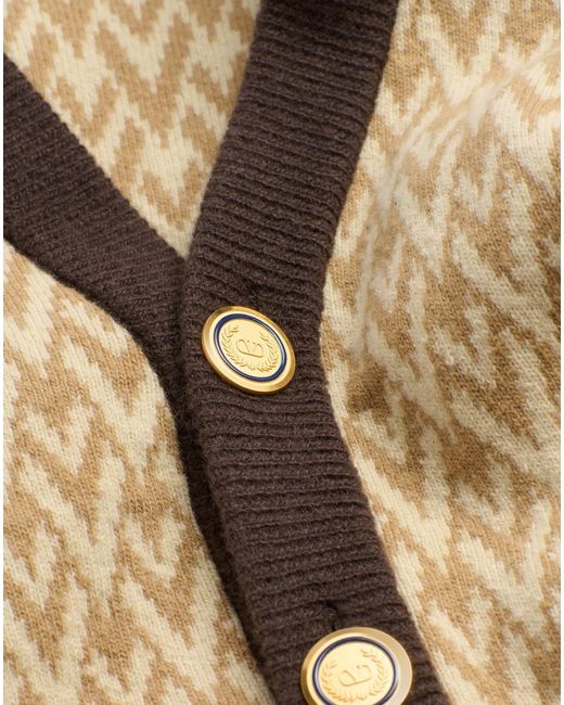 Valentino Natural Toute La V Patterned Straight Hem Cardigan for men