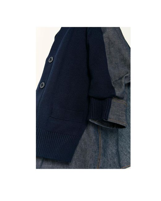Sacai Black Denim Knitted Buttoned Cardigan