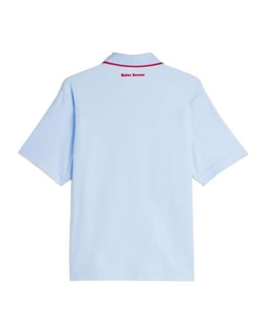 Adidas Originals Blue X Wales Bonner Short Sleeved Polo Shirt for men