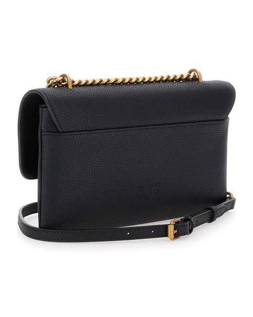 Pinko Black Logo Plaque Chained Shoulder Bag