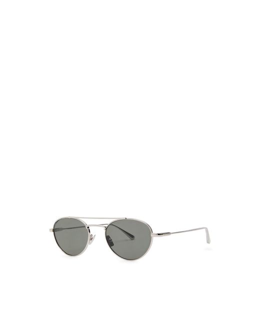 Saint Laurent White Round-Frame Metal Sunglasses