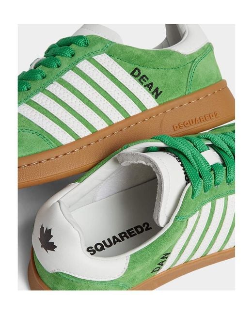 DSquared² Green Striped Suede Trainers