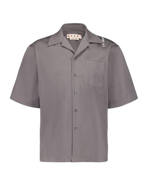 Marni Gray Piqué-Weave Drop Shoulder Shirt for men
