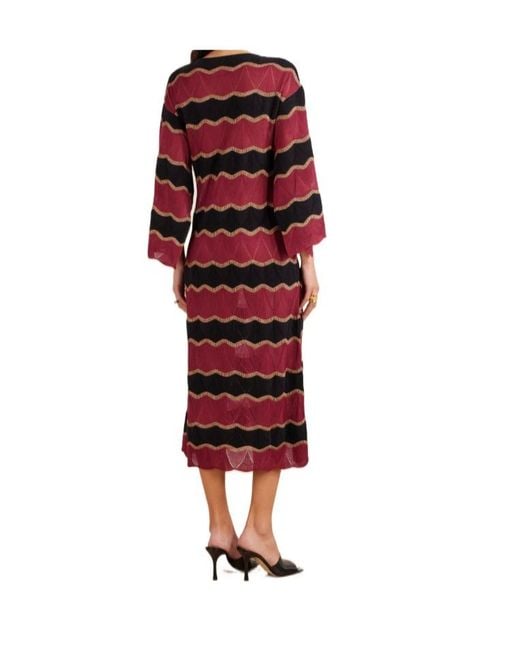 LaDoubleJ Red Striped Cotton-Blend Midi Dress