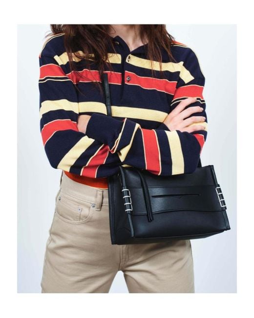 J.W. Anderson Blue Jw Anderson Knitted Striped Polo Top