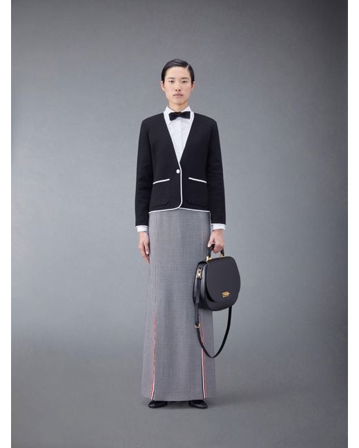 Thom Browne Black Single Breasted Collarless Jacket