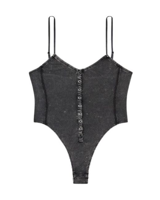 DIESEL Black T-Ley Marbled Ribbed Jersey Thong Bodysuit
