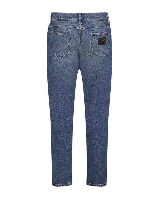 Dolce & Gabbana Blue Logo Plate Jeans for men