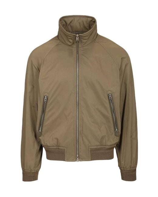 Tom Ford Green Ribbed Hem Zip Jacket for men