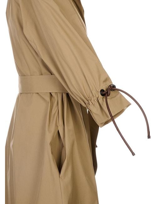 Max Mara Natural Drawstring-Cuff Belted Dress