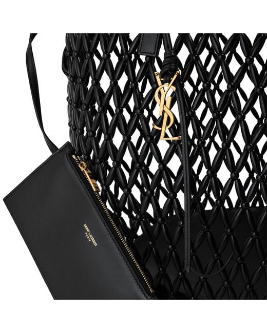 Saint Laurent Black Diamondwoven Tote Bag