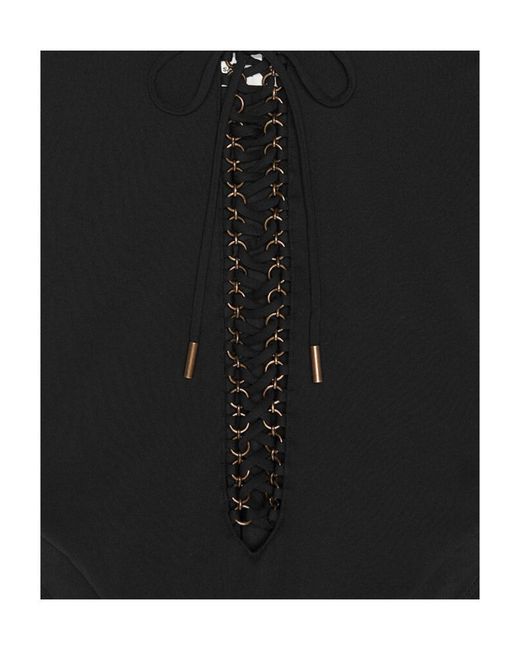 Saint Laurent Black Saharienne Braid-Detailed Swimsuit