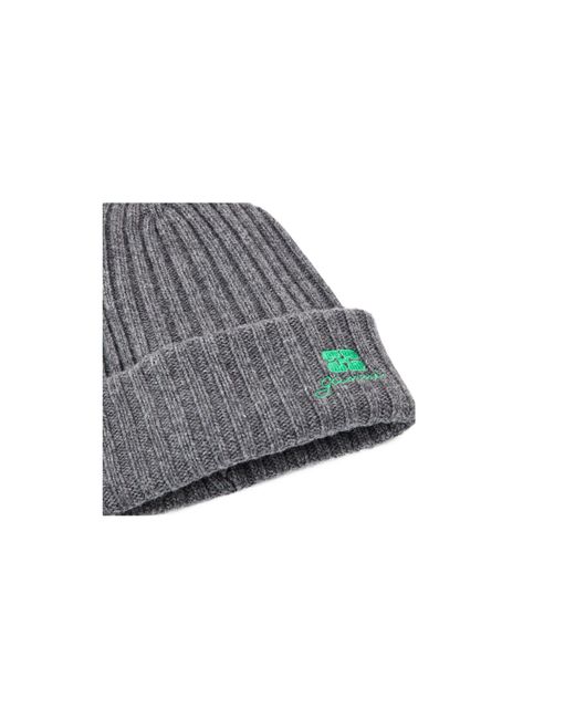 Ganni Gray Solid Knit Beanie