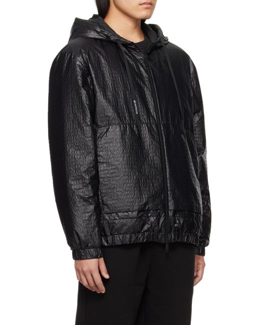 Moncler Black Zip-Up Drawstring Hooded Jacket for men