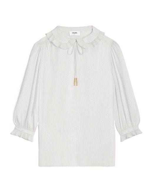 Céline White Blouse With Frilled Claudine Collar