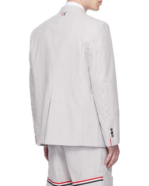 Thom Browne White Striped Seersucker Sport Coat for men