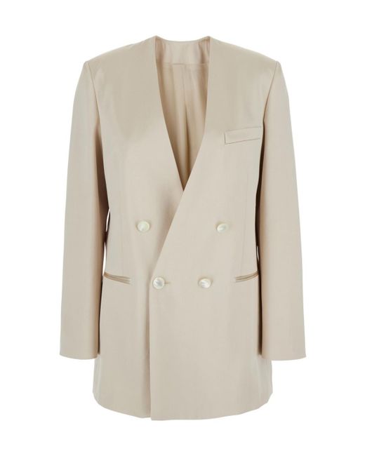 Philosophy Di Lorenzo Serafini Natural Double Breasted Blazer