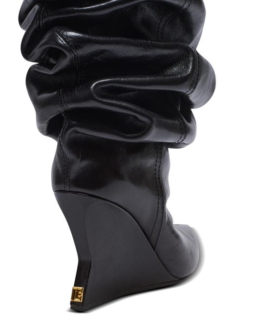 Balmain Black Wedge Thigh-High Boots