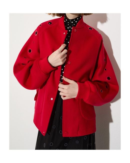 MAX&Co. Red Double-Woven Wool Bomber Jacket