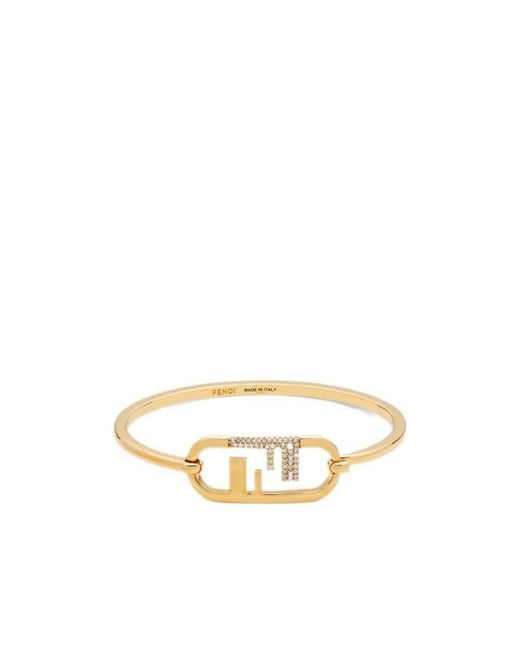 Fendi White O'Lock Embellished Bracelet
