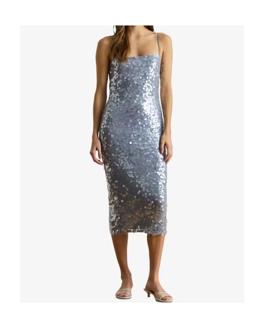 Ralph Lauren Blue Lauren Sequined Slip Midi Dress