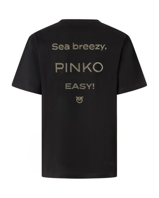 Pinko Black Logo-Detail Short Sleeve T-Shirt
