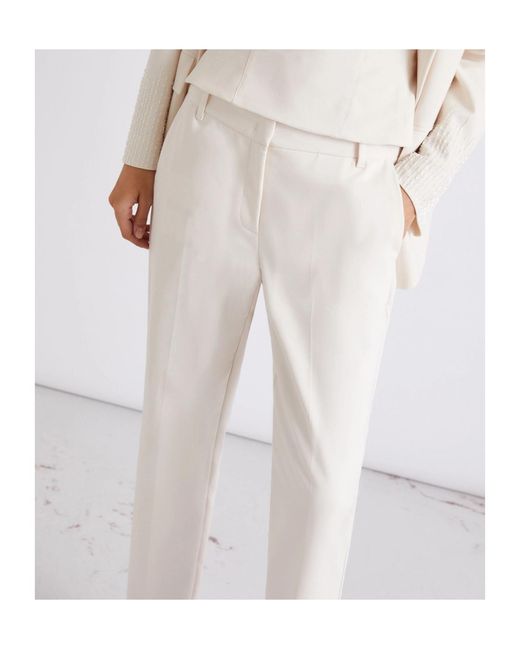 Marella White Stretch Cotton-Blend Trousers