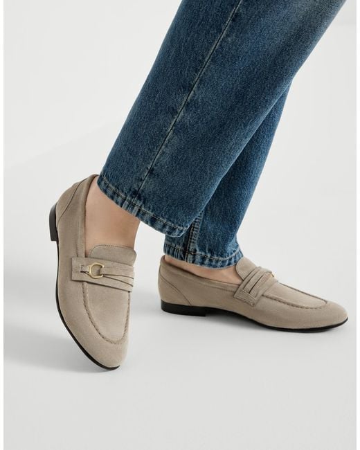 Brunello Cucinelli Gray Penny-Strap Loafers