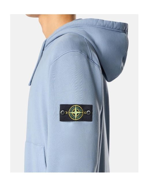 Stone Island Blue Logo Patch Zip-Up Hooded Jacket for men