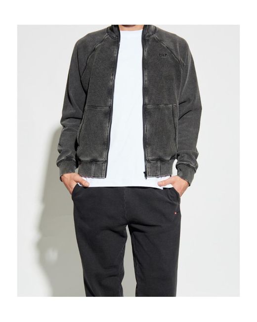 DIESEL Gray Wafy-Zip-Rag Logo Embroidered Sweatshirt for men