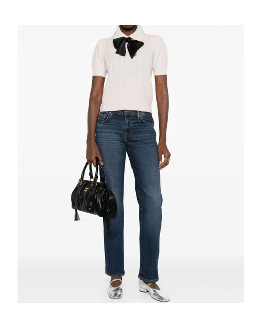 7 For All Mankind Blue Straight Leg Calie Jeans