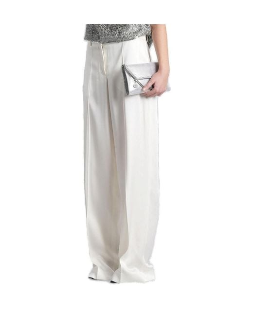 Stella McCartney White Pleated Straight Leg Trousers