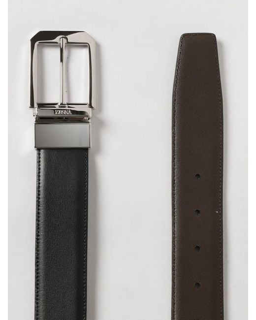 Zegna Black Reversible Leather Belt for men